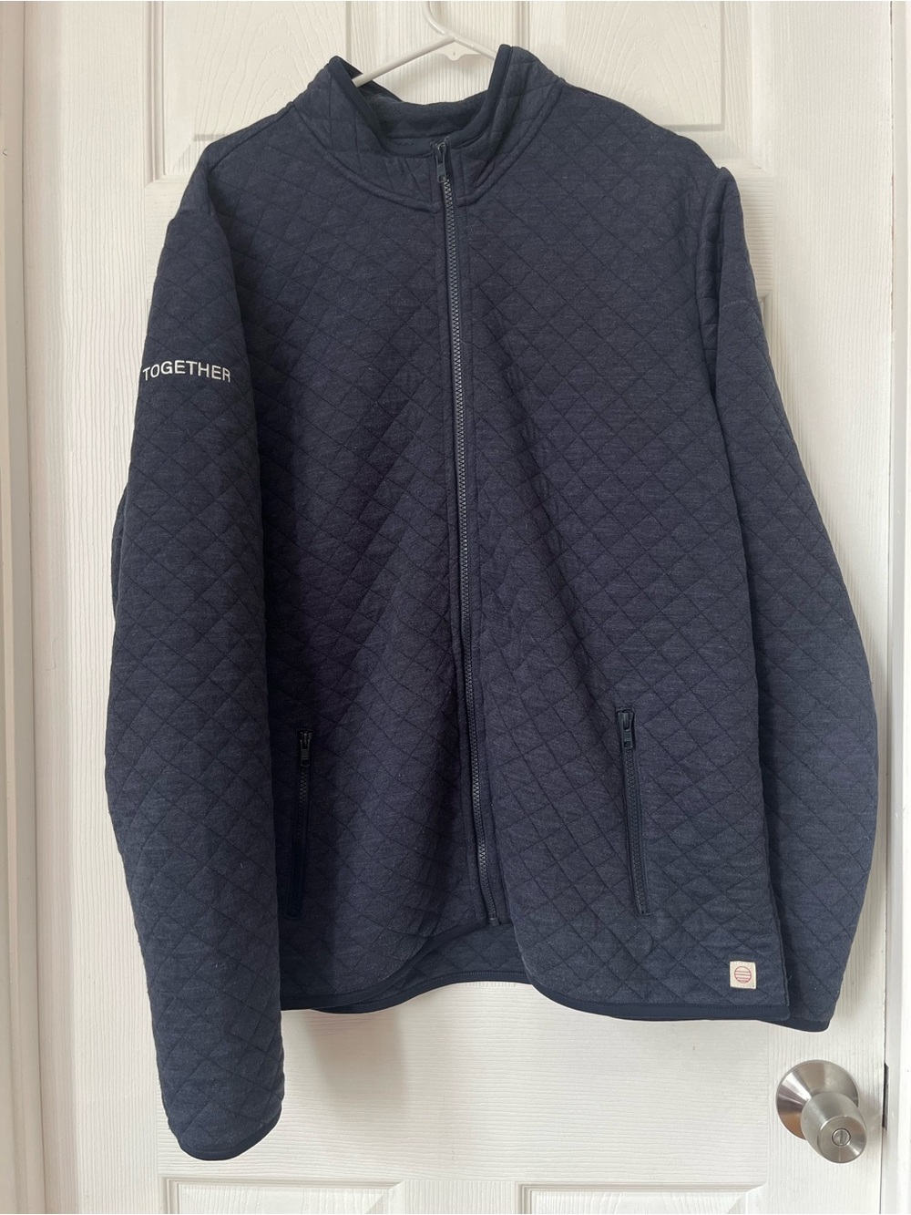 Marine layer embroidered navy Quilted Full-Zip Sweater Jacket men’s size XXL